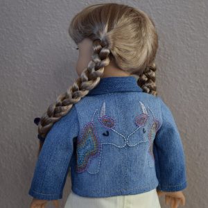 handmade American Girl denim unicorn jacket
