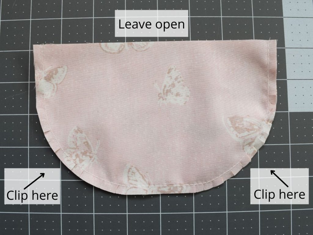 scallop shape sewn with clipped curves